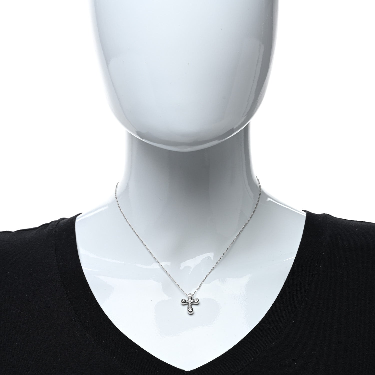 Tiffany Platinum Diamond 17mm Elsa Peretti Cross Pendant Necklace 2 of 4