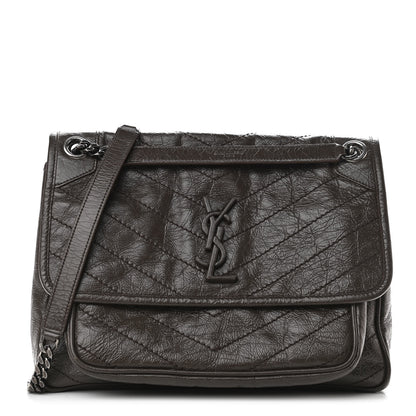 Saint Laurent Crinkled Calfskin Matelasse Monogram Medium Niki Chain Satchel Faggio 2 of 14