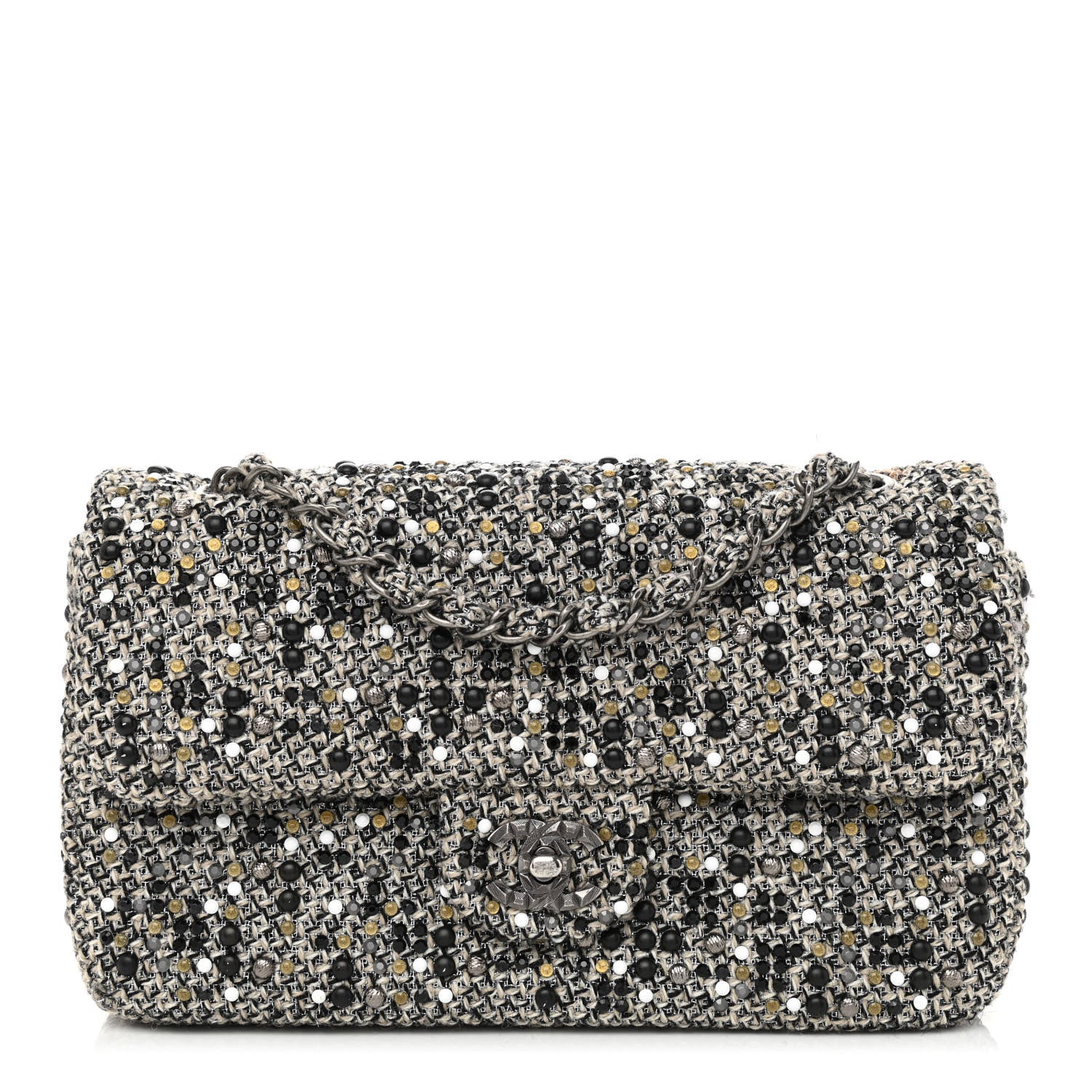 Chanel Crystal Tweed Quilted Medium Single Flap Black 1 of 15