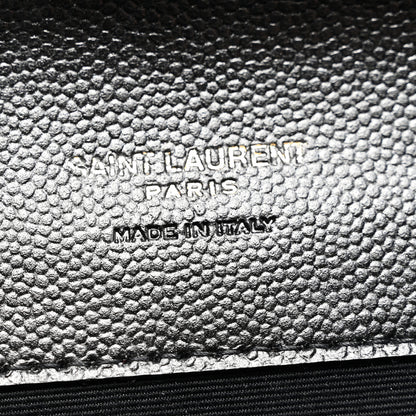 Saint Laurent Grain De Poudre Textured Mixed Matelasse Triquilt Monogram Clutch Black 6 of 7
