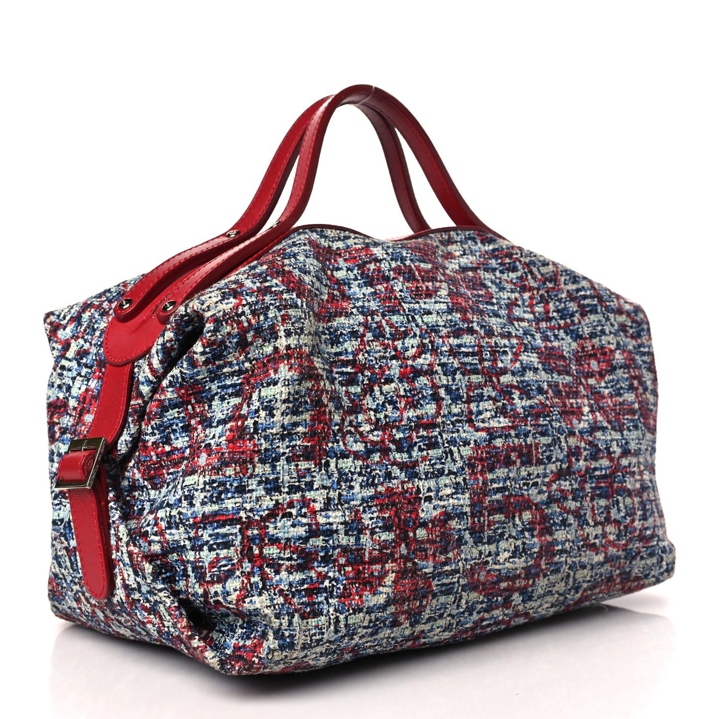 Tweed Lambskin Large Bowler Red