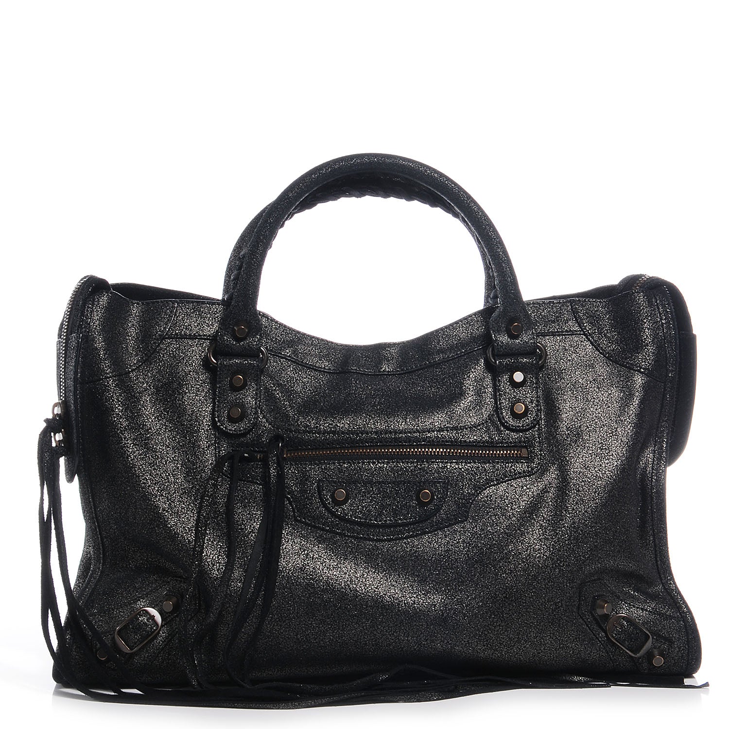 Balenciaga Metallic Craquele Calfskin Classic Hardware City Black 1 of 9