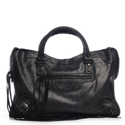 Balenciaga Metallic Craquele Calfskin Classic Hardware City Black 1 of 9