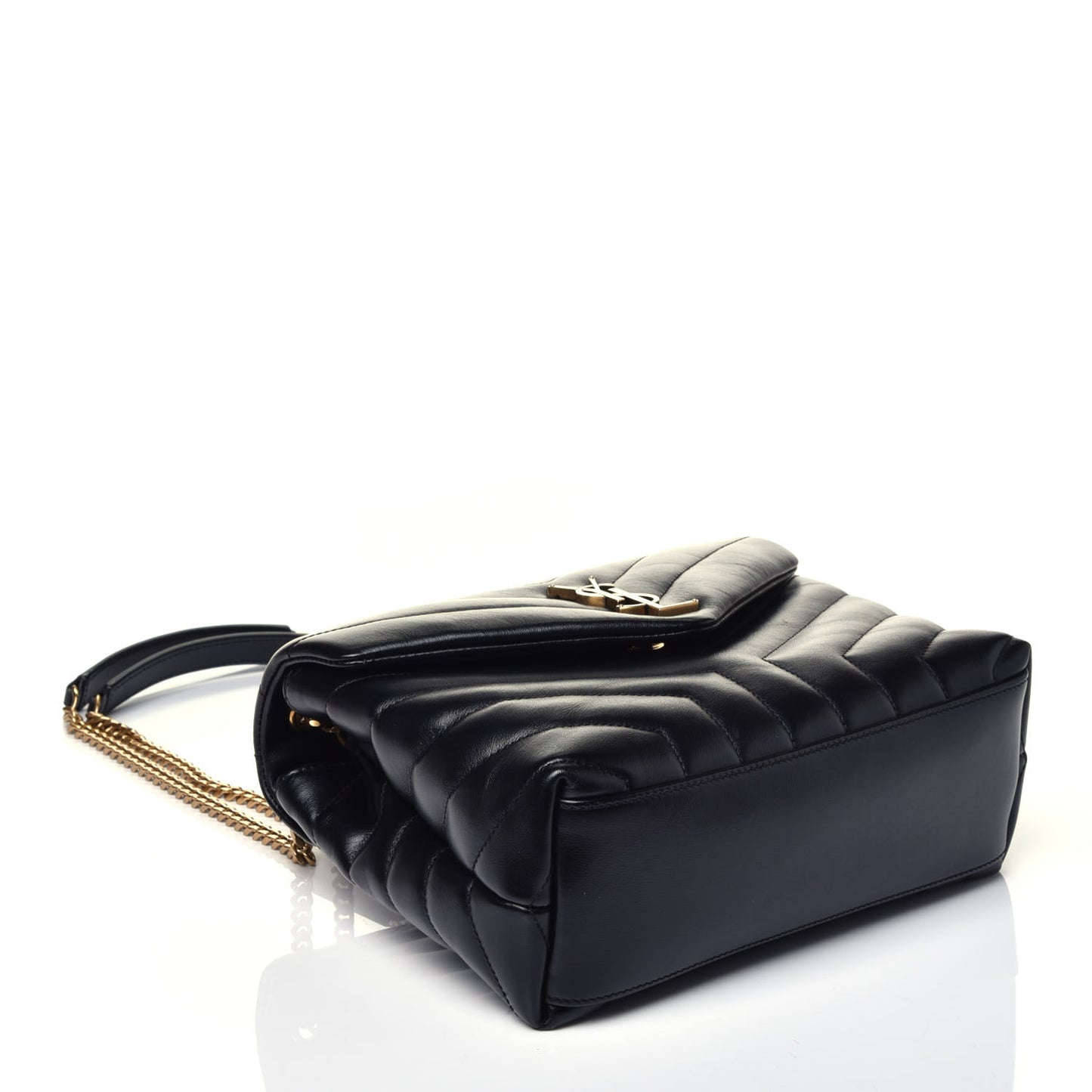 Calfskin Y Quilted Monogram Small Loulou Chain Satchel Black