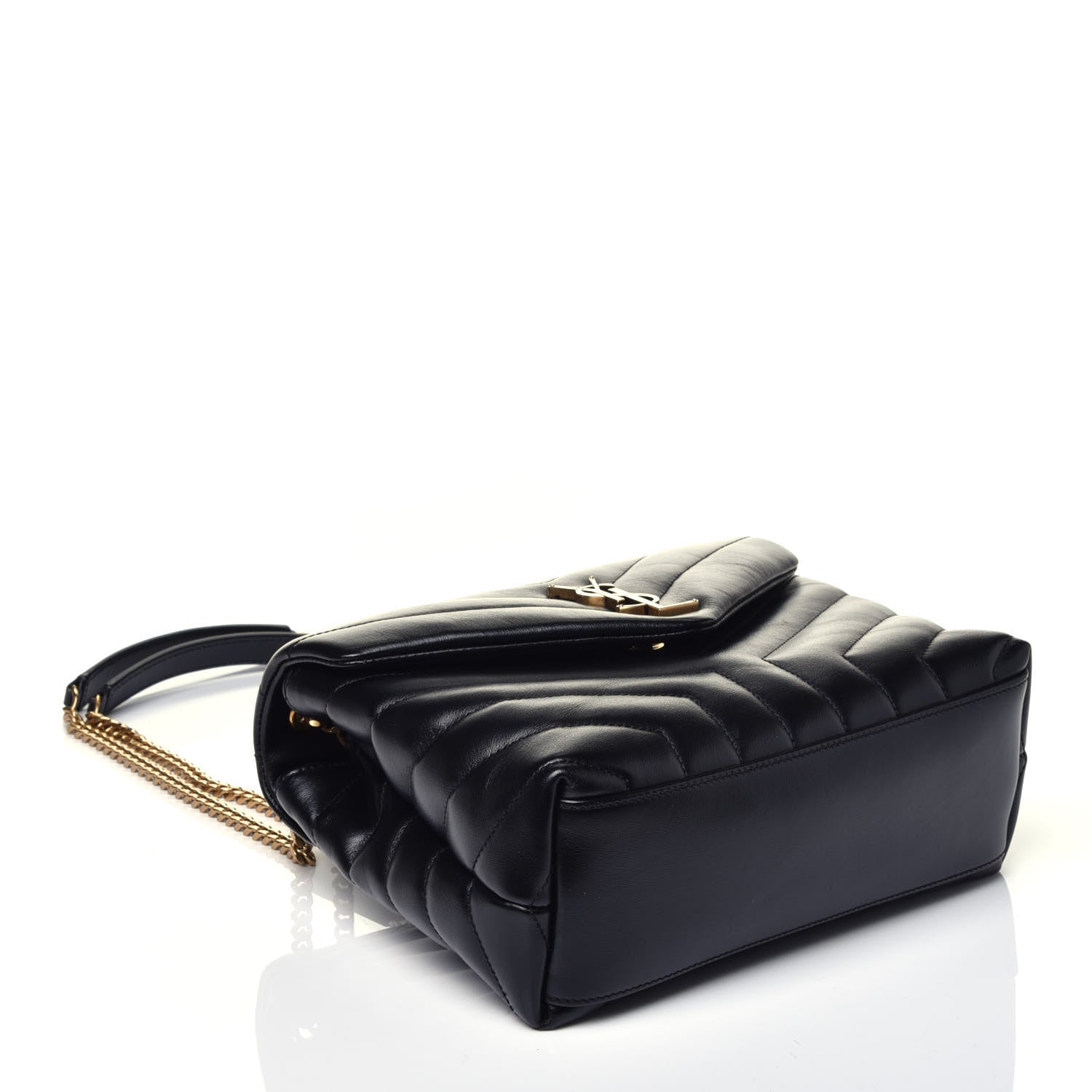 Saint Laurent Calfskin Y Quilted Monogram Small Loulou Chain Satchel Black 4 of 8
