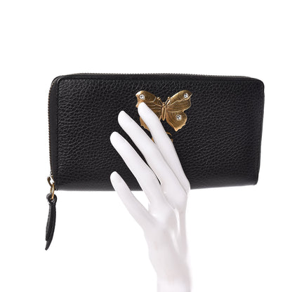 Gucci Calfskin Butterfly Zip Around Wallet Black 2 of 9