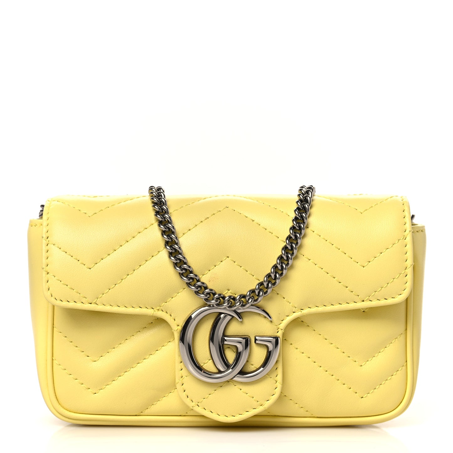 Calfskin Matelasse Super Mini GG Marmont Shoulder Bag Banana