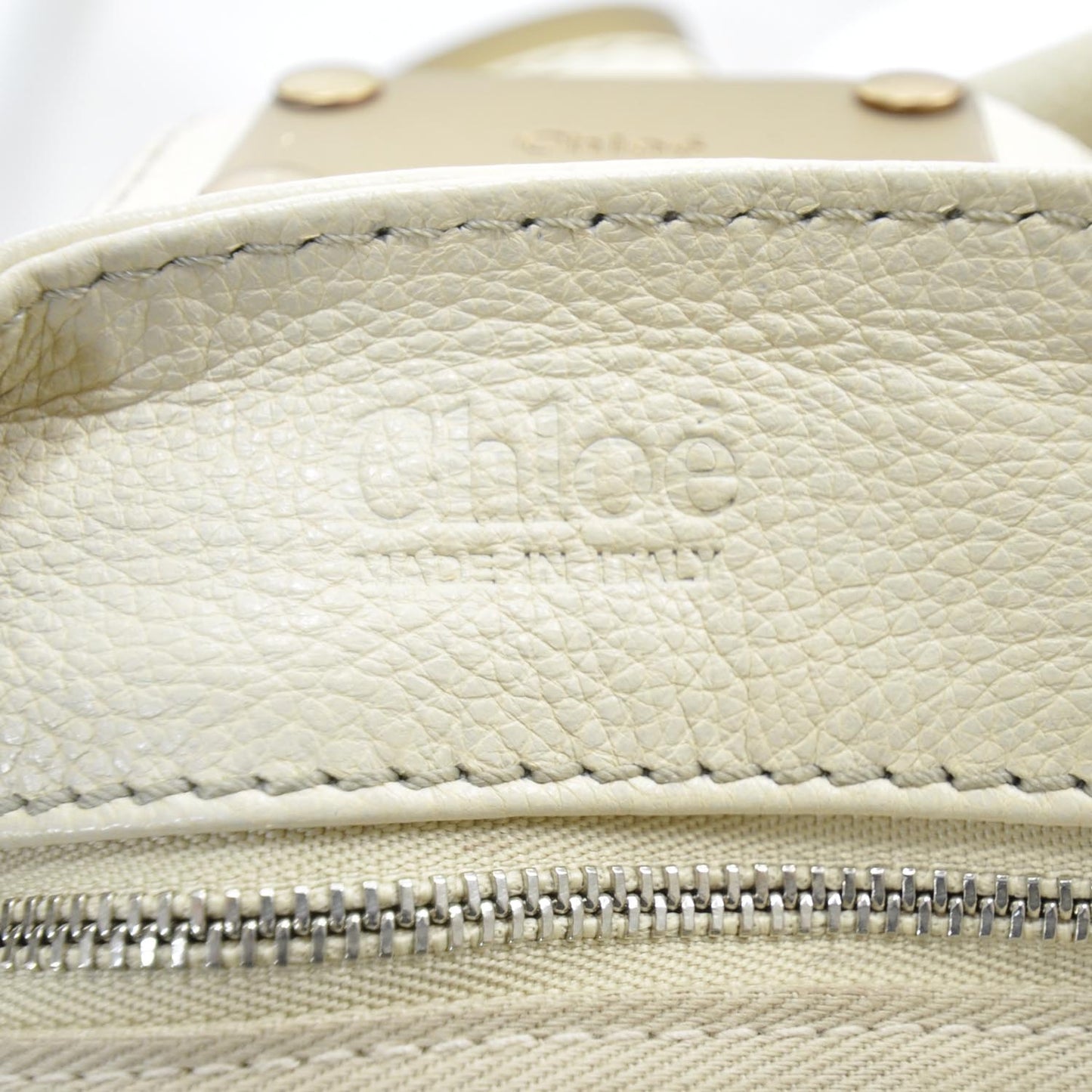 Leather Paddington Satchel Ivory