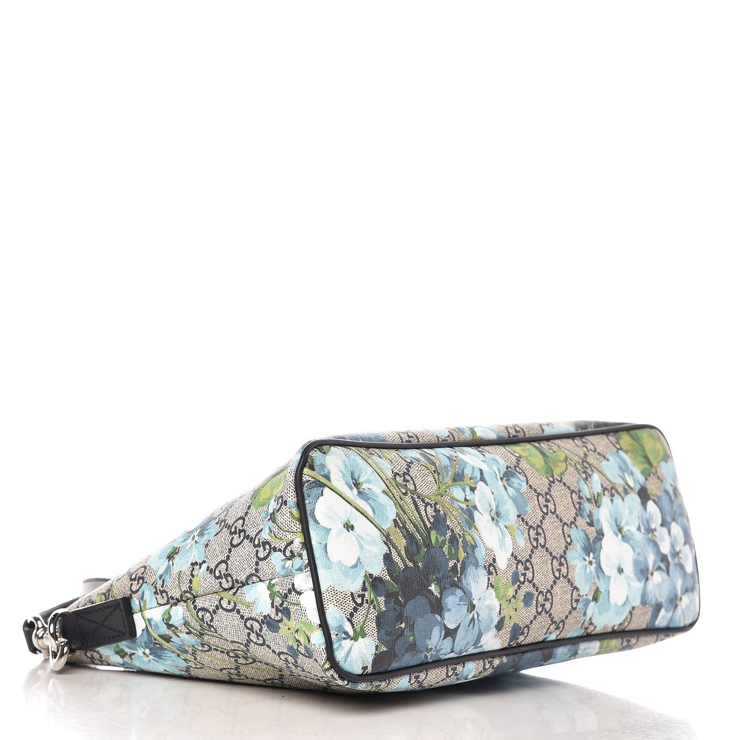 GG Supreme Monogram Blooms Small Zippered Tote Blue