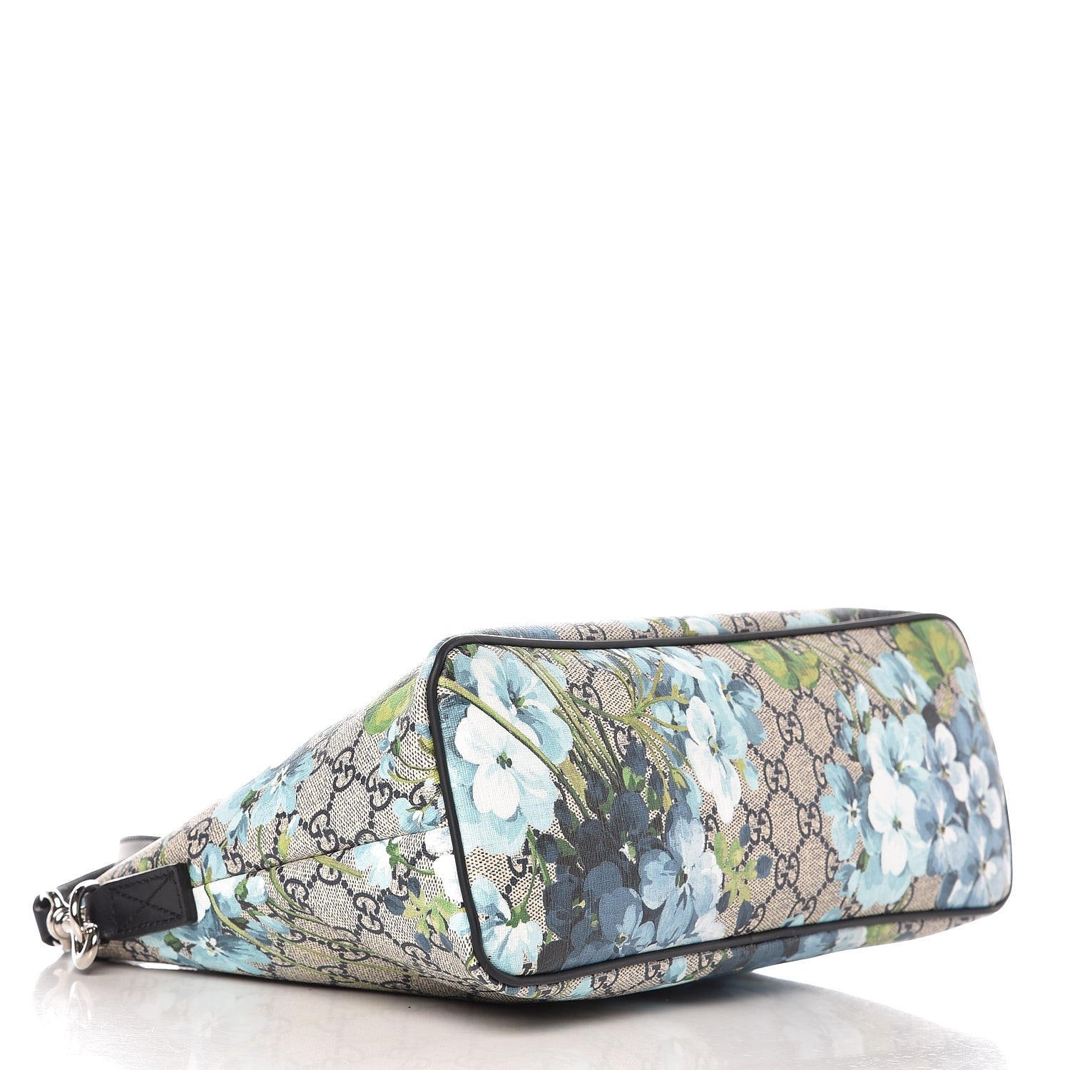 Gucci GG Supreme Monogram Blooms Small Zippered Tote Blue 4 of 7