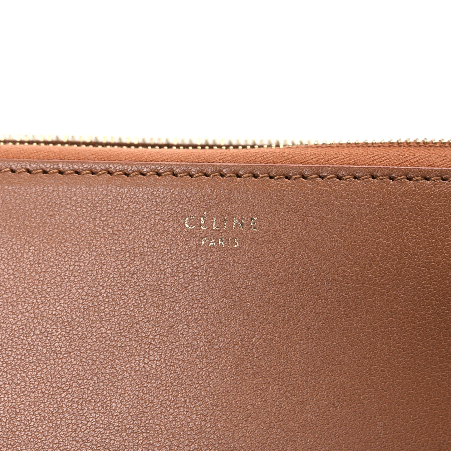 Calfskin Zip Around Multifunction Wallet Tan