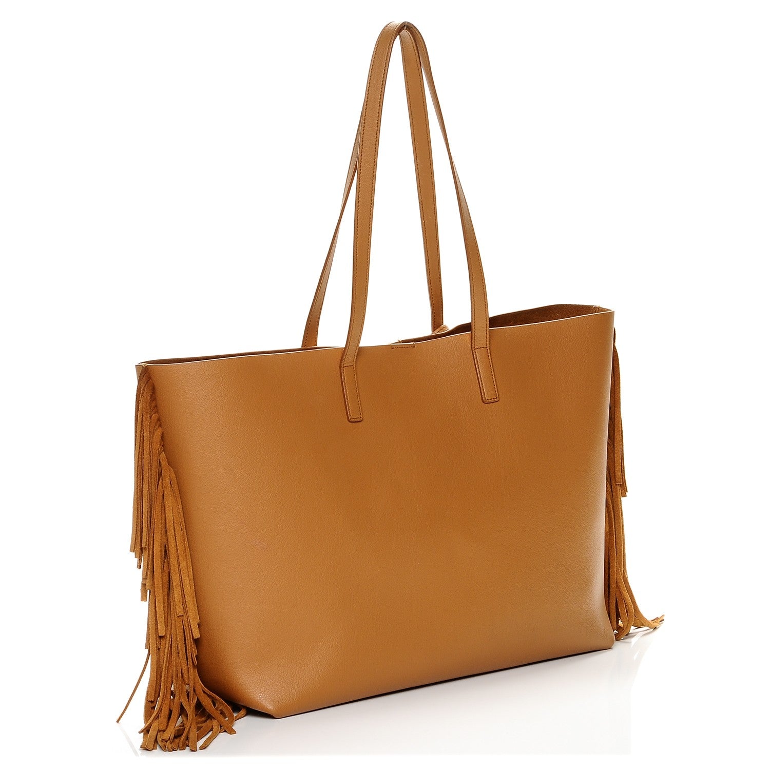 Saint Laurent Calfskin Large Fringe Shopping Tote Tan 3 of 8