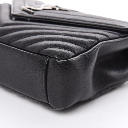 Saint Laurent Sheepskin Matelasse Chevron Monogram Medium College Bag Black 9 of 10