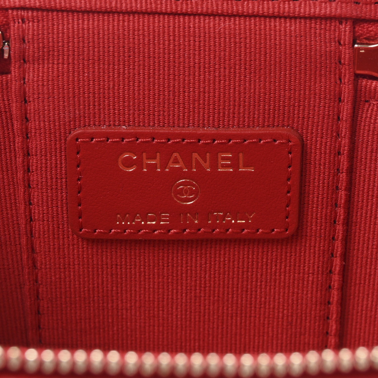 Chanel Caviar Quilted Mini Vanity Case With Chain Red 6 of 10