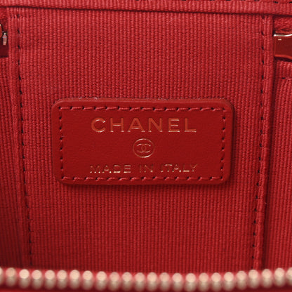 Chanel Caviar Quilted Mini Vanity Case With Chain Red 6 of 10