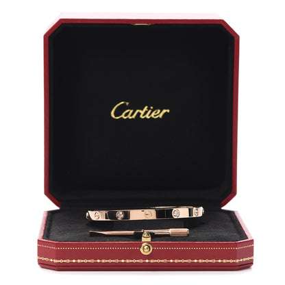 Cartier 18K Pink Gold 4 Diamond LOVE Bracelet 19 6 of 7
