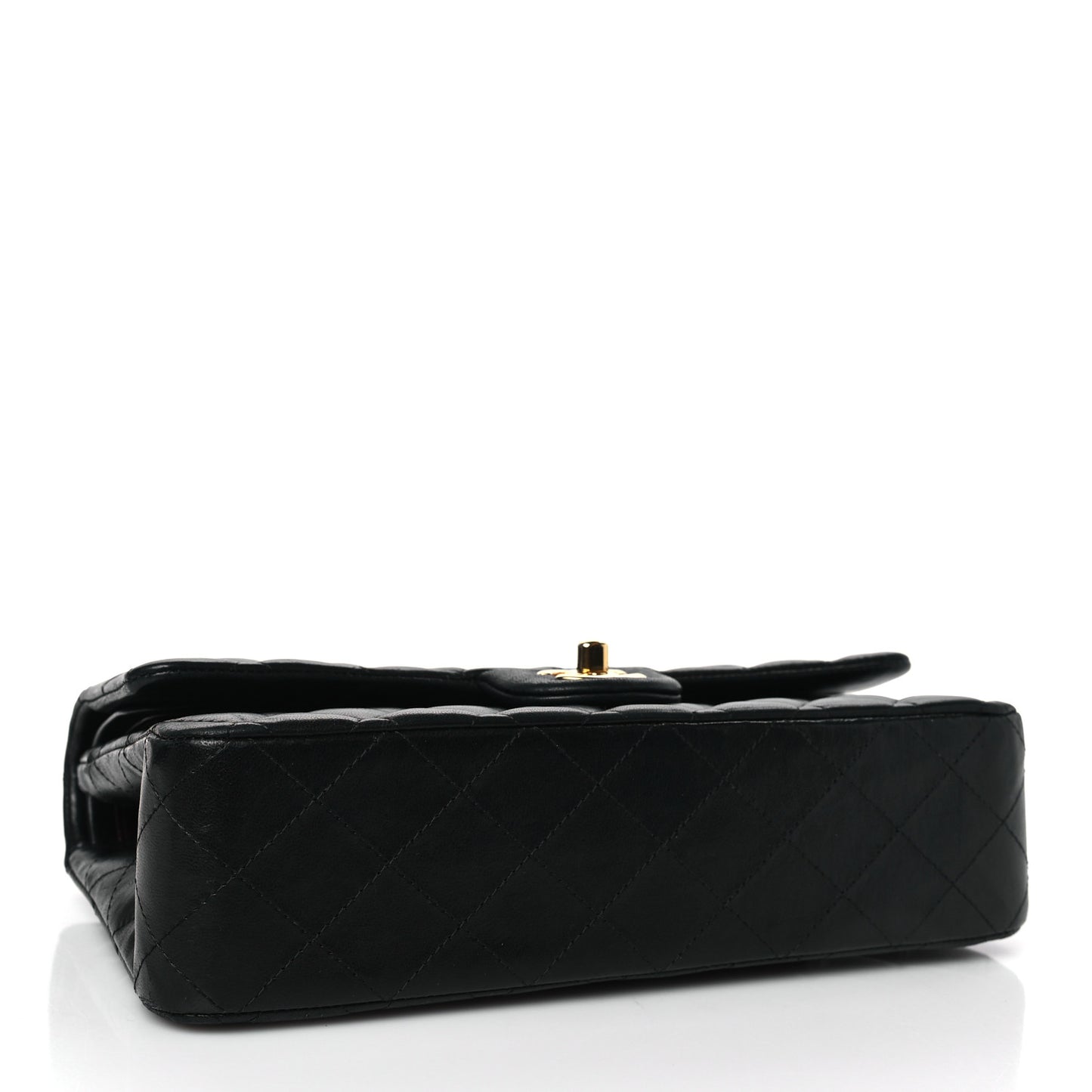 Lambskin Quilted Medium Double Flap Black
