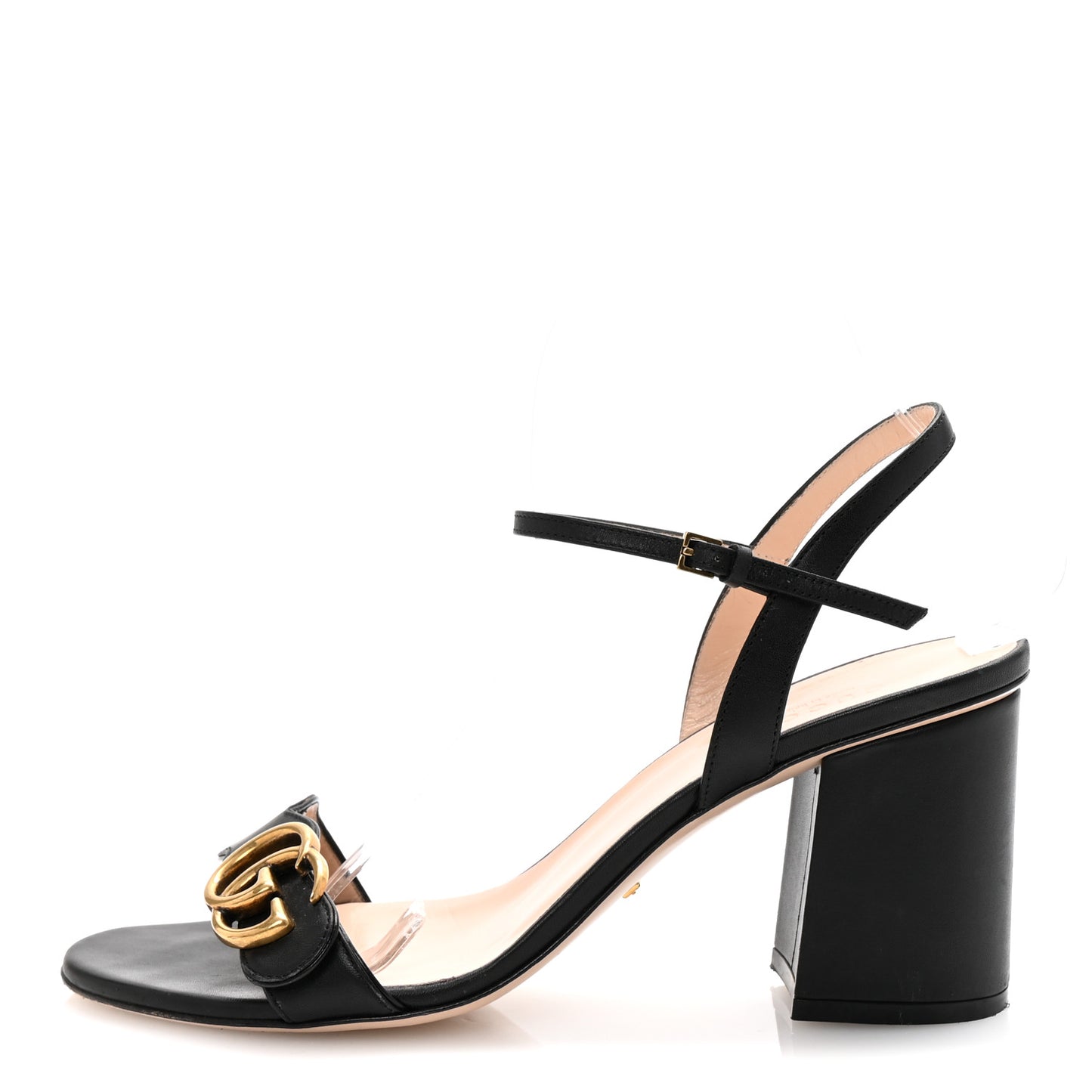 Lifford Calfskin GG Marmont Ankle Wrap 75mm Sandals 39.5 Black