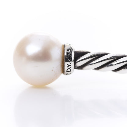 David Yurman Sterling Silver Diamond Pearl 9mm Solari Bracelet 4 of 5