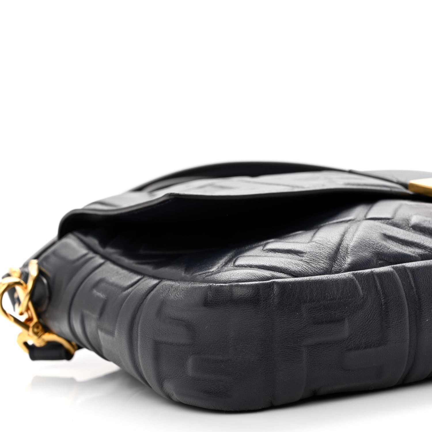 Fendi Nappa FF 1974 Embossed Large Baguette Midnight 8 of 9