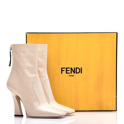 Fendi Vitello Karligraphy Embossed FFreedom High Heel Ankle Boots 40 Pink 8 of 10