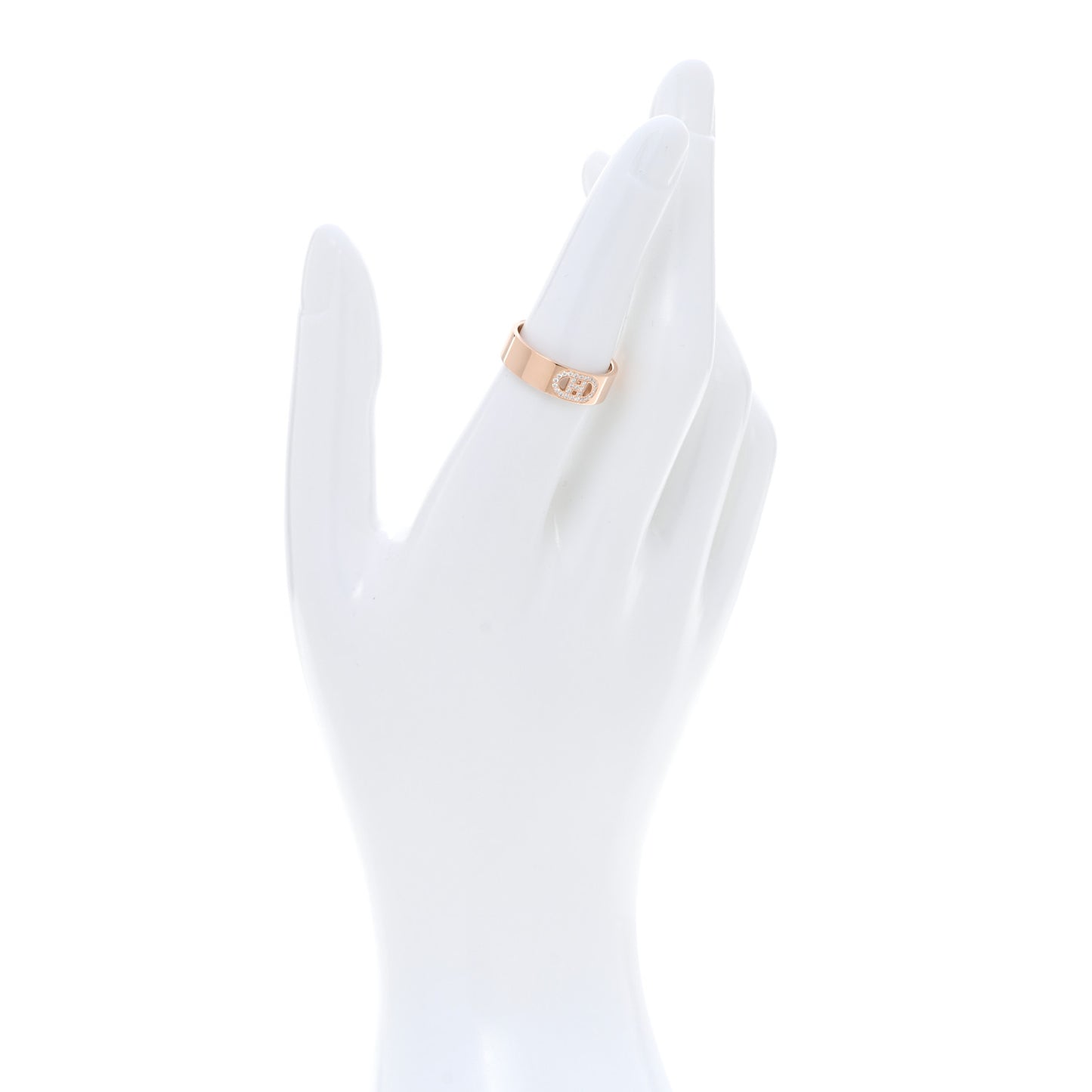 18K Rose Gold Diamond PM H D'Ancre Ring 53 6.5