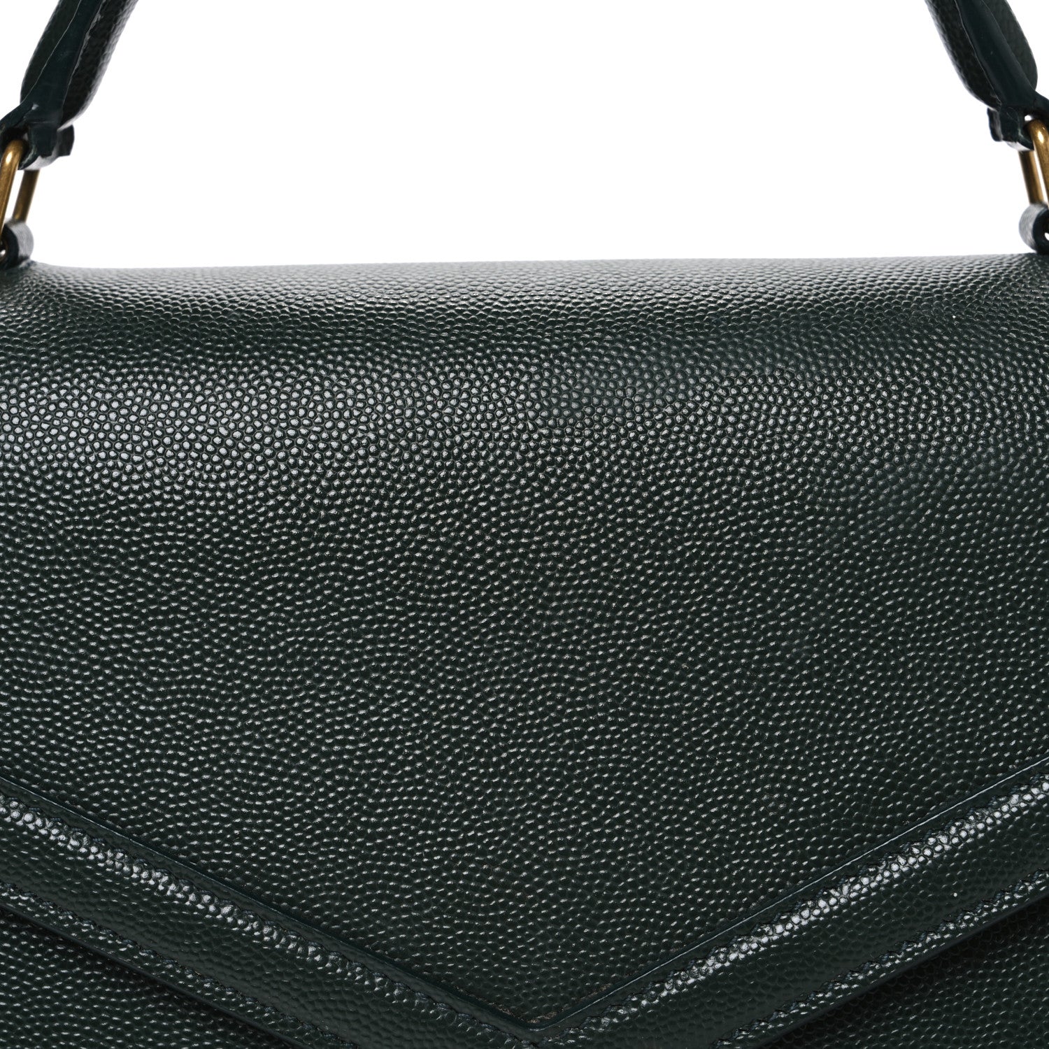Saint Laurent Grain de Poudre Medium Classic Monogram Cassandra Top Handle Dark Green 7 of 11