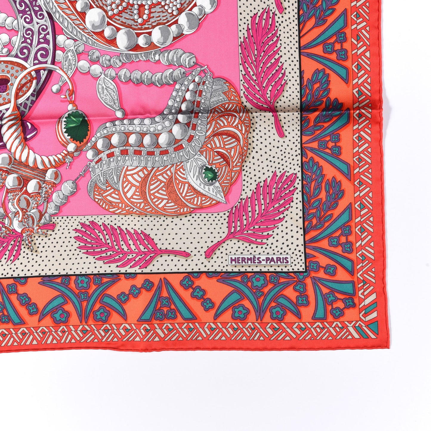 Silk Zenobie Reine De Palmyre Scarf 90 Rose Vif Orange Mastic