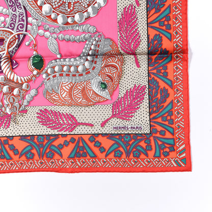 Hermes Silk Zenobie Reine De Palmyre Scarf 90 Rose Vif Orange Mastic 3 of 4
