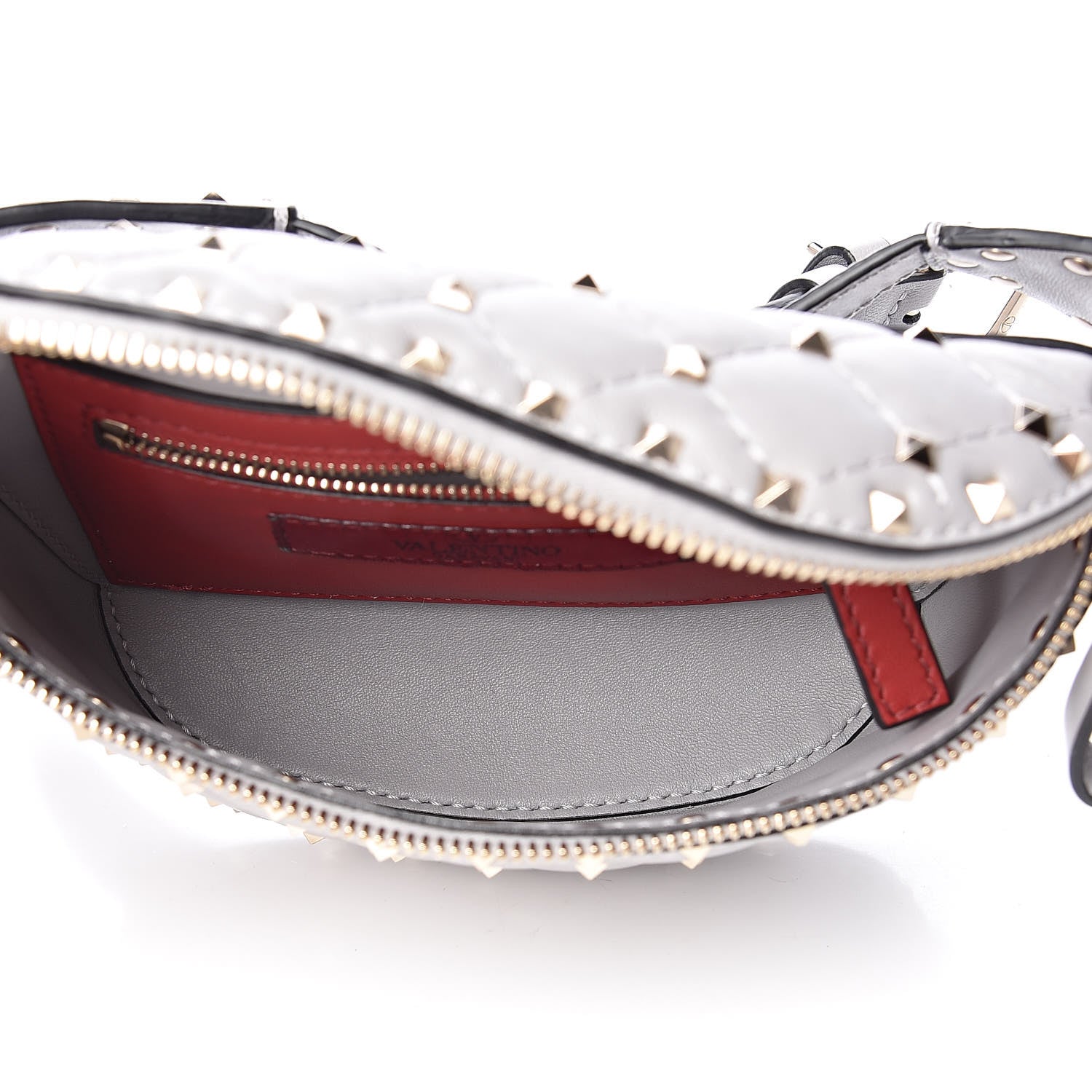 Valentino Garavani Nappa Rockstud Spike Belt Bag 85 Pastel Grey 5 of 9