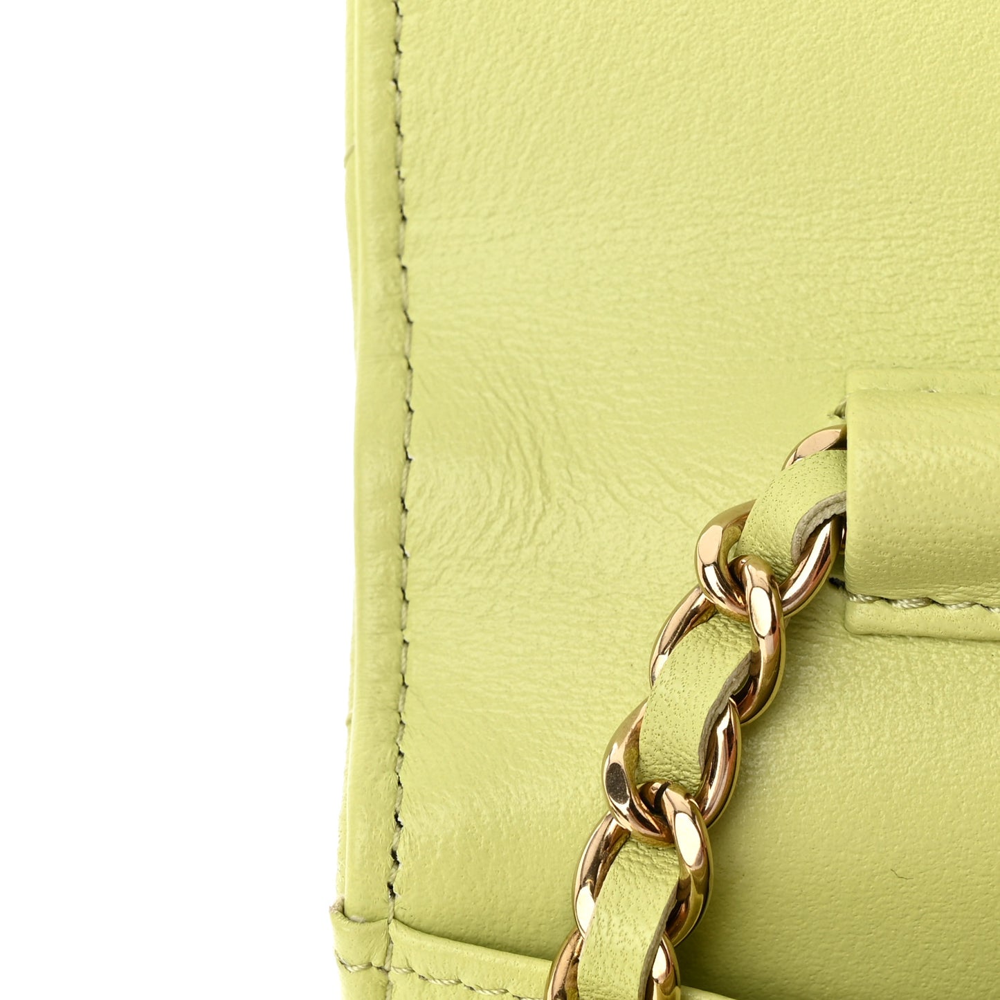 Lambskin Quilted Wallet On Chain WOC Light Green