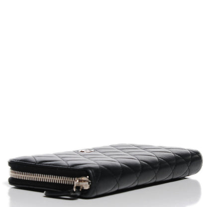 Chanel Lambskin Quilted Large Gusset Zip Around Wallet Black 4 of 9