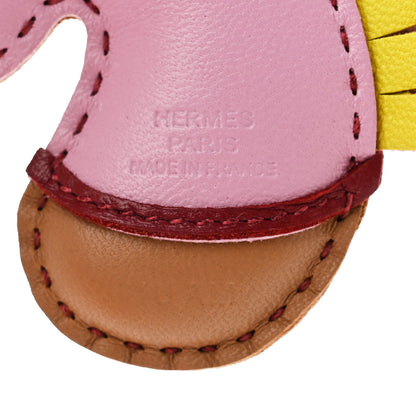 Hermes Milo Lambskin Geegee Camail Bag Charm Mauve Sylvestre Chai Lime Rouge Grenat 3 of 4
