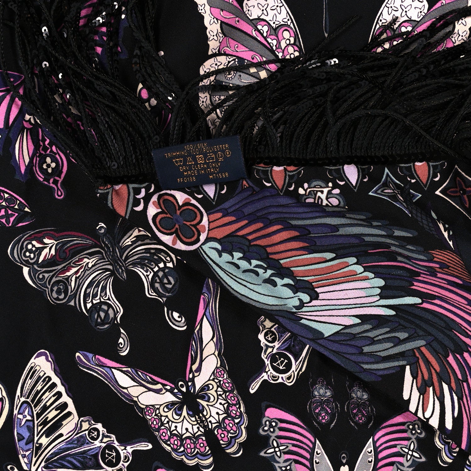 Louis Vuitton Silk Dark Angels Shawl Black 4 of 4