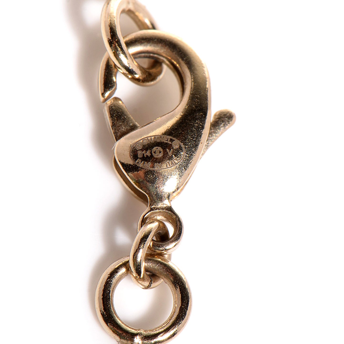Enamel CC Pearl Drop Necklace Gold