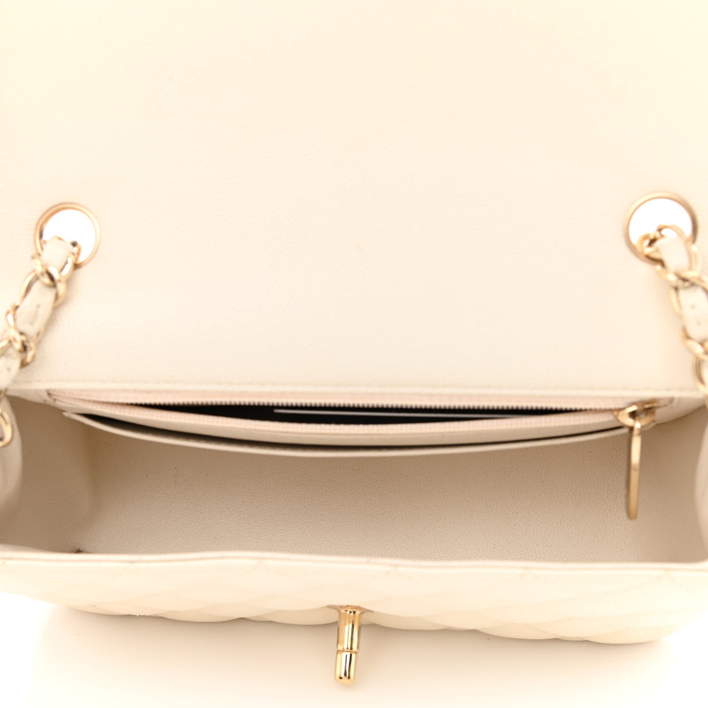 Caviar Quilted Mini Rectangular Flap White