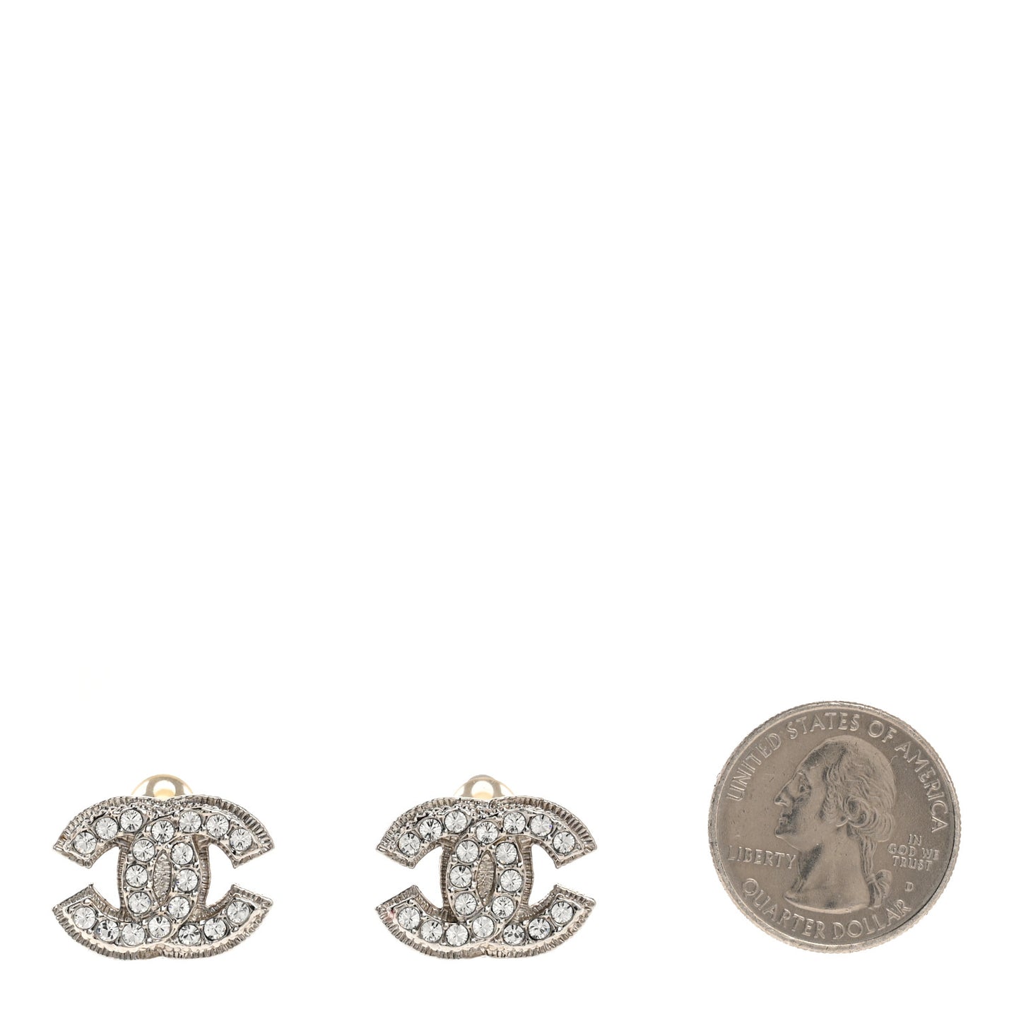 Crystal CC Clip On Earrings Silver