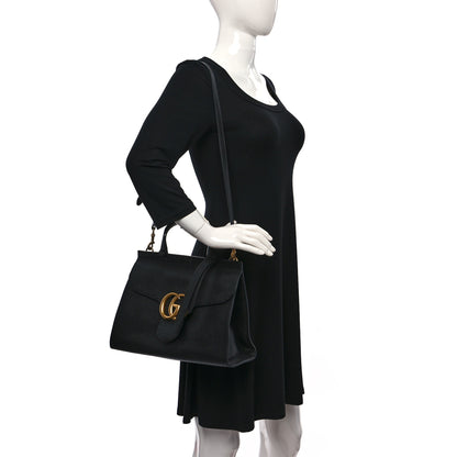 Gucci Calfskin Small GG Marmont Top Handle Bag Black 3 of 13