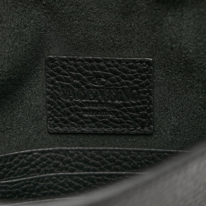 Valentino Garavani Pebbled Calfskin Medium Rockstud Envelope Flat Wristlet Pouch Black 6 of 8