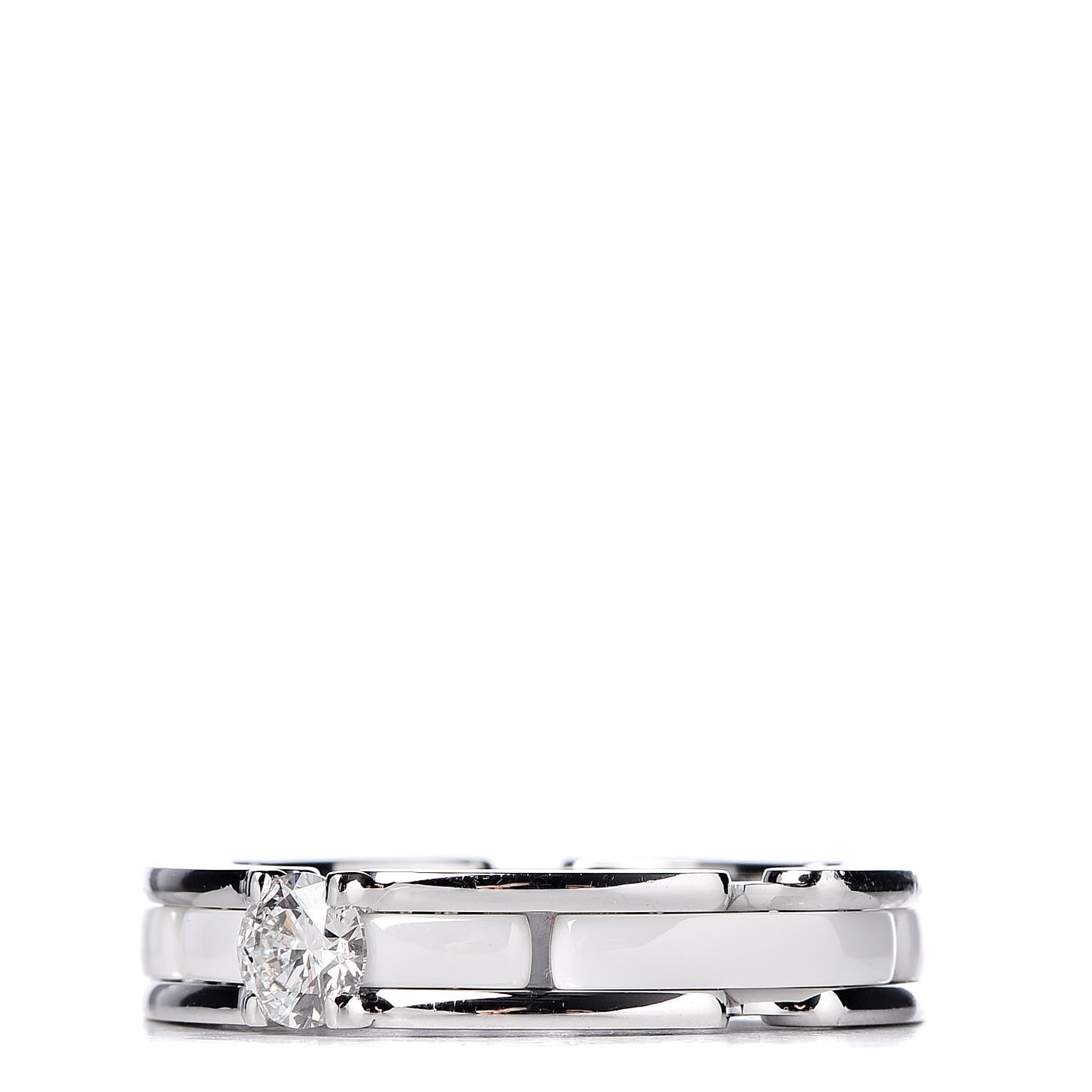 18K White Gold Ceramic Diamond Slim Ultra Ring 49 4.75 White