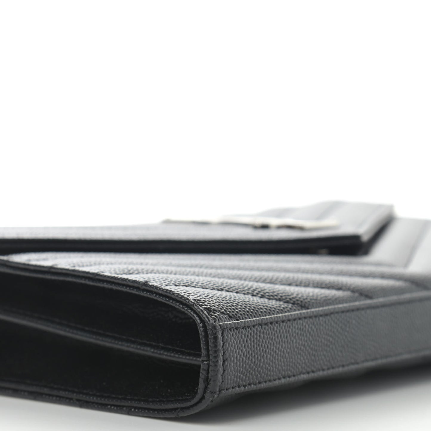 Grain De Poudre Matelasse Chevron Monogram Chain Wallet Black