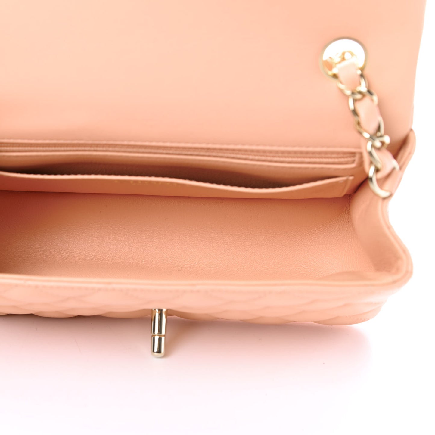 Lambskin Quilted Mini Rectangular Flap Light Pink