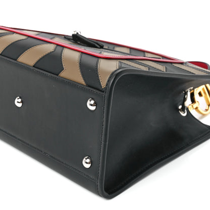 Fendi Vitello Century F is Fendi FF Diagonal Inlay Small Runaway Satchel Fango Black Fragola 12 of 12