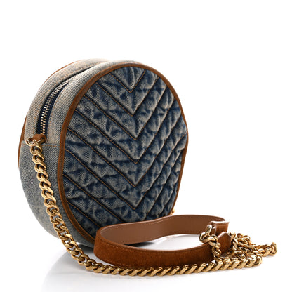 Saint Laurent Denim Quilted Monogram Round Crossbody Bag Rodeo Blue 3 of 13
