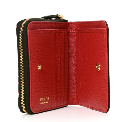 Prada X UNIVERSAL STUDIOS Saffiano Thunder Frankenstein Compact Zip Around Wallet Lacca 4 of 5