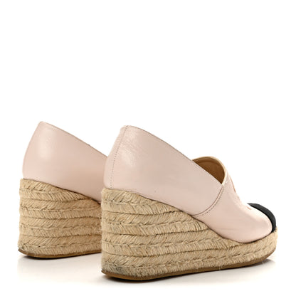 Chanel Lambskin Suede CC Espadrille Wedges 38 Beige Black 5 of 9
