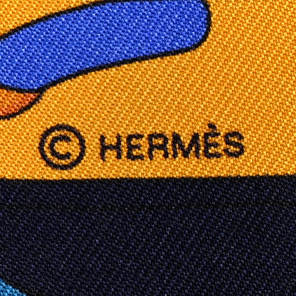 Hermes Silk Panoplie Equestre Twilly Curry Bleu Brun 4 of 4