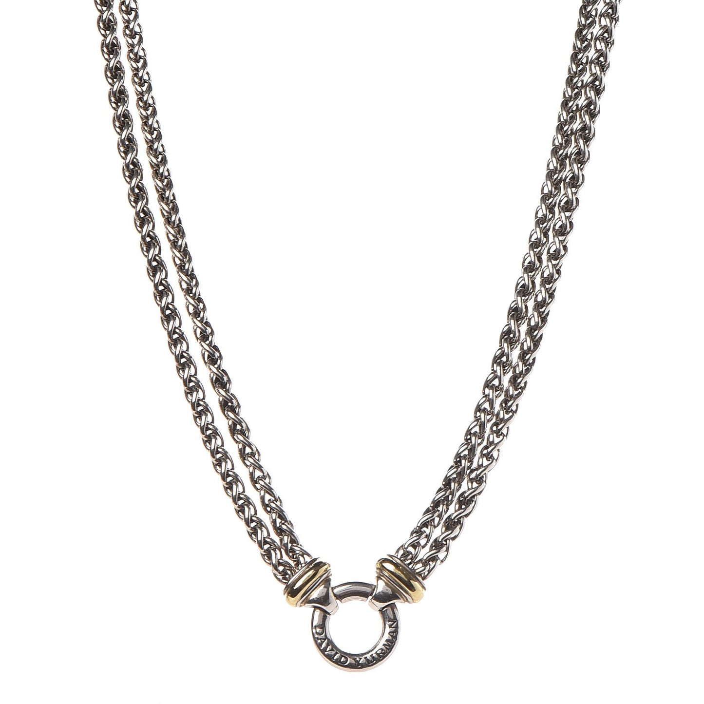 Sterling Silver 18K Yellow Gold 8mm Double Wheat Chain Necklace