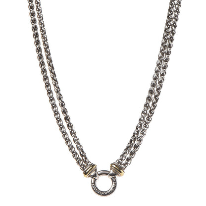 David Yurman Sterling Silver 18K Yellow Gold 8mm Double Wheat Chain Necklace 1 of 6