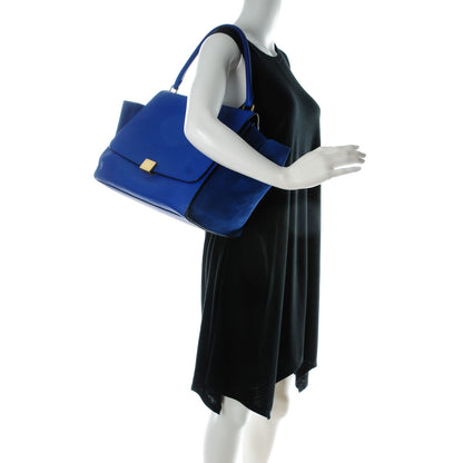 Celine Smooth Calfskin Suede Large Trapeze Royal Blue 2 of 8